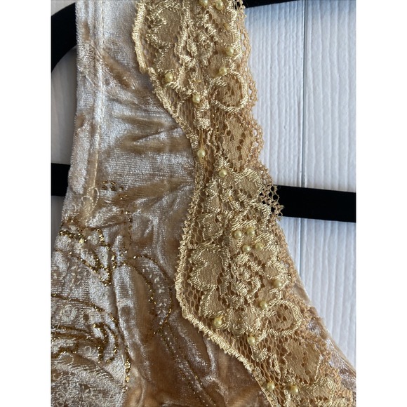 NY Collection Women's Y2K Velour Glitter Lace Babydoll Tank size 3X Fairy Velvet - Picture 3 of 9